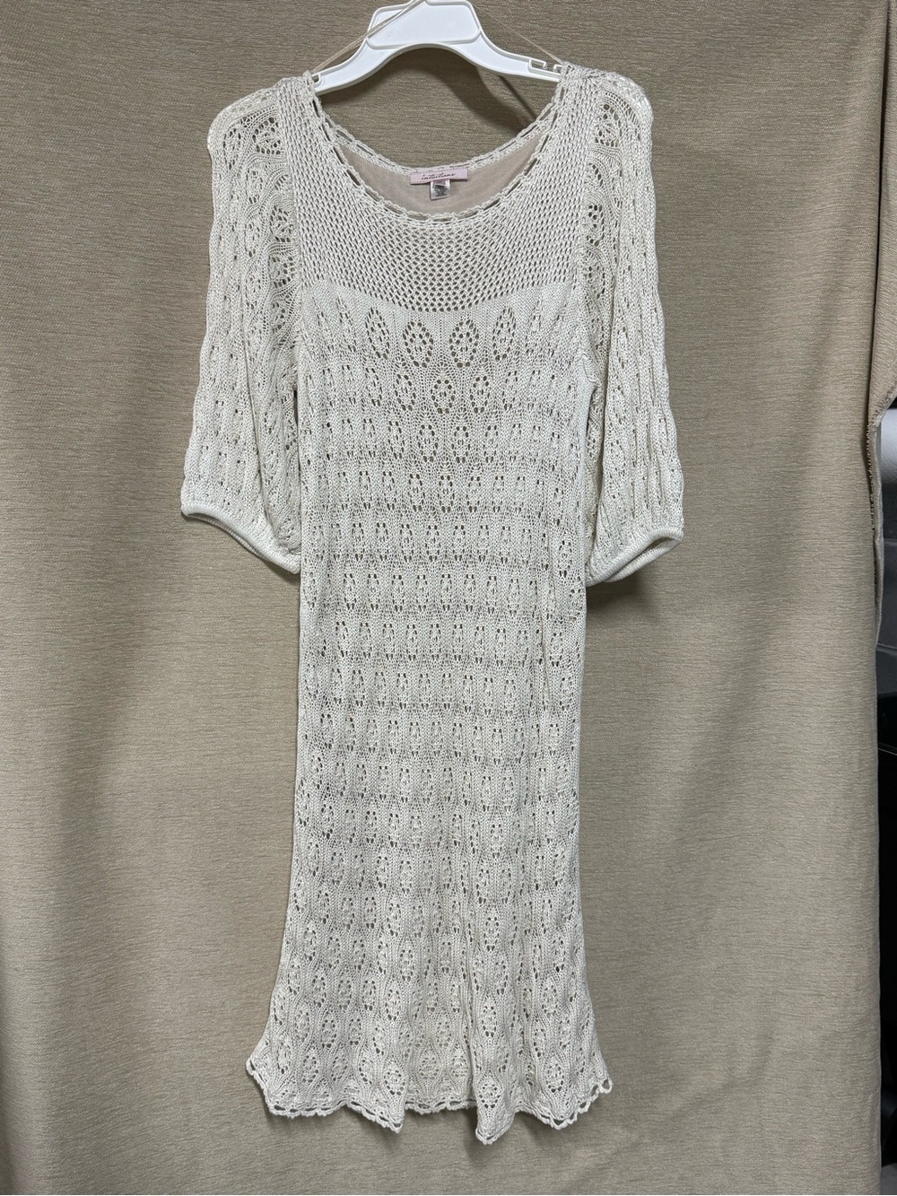 Lightweight Cream Knit Midi Dress - Casual Summer Layering